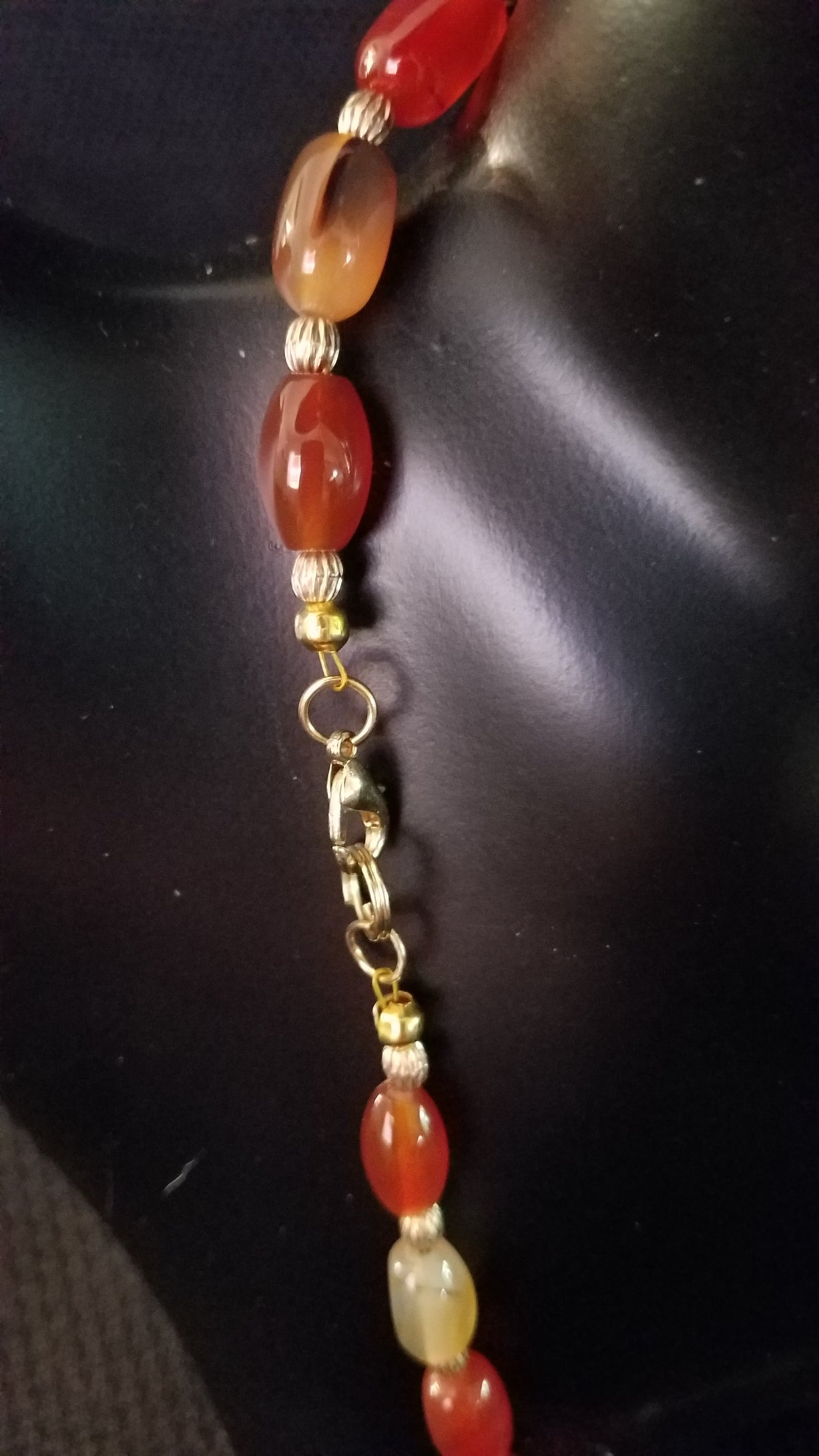 Red agate necklace and earring set