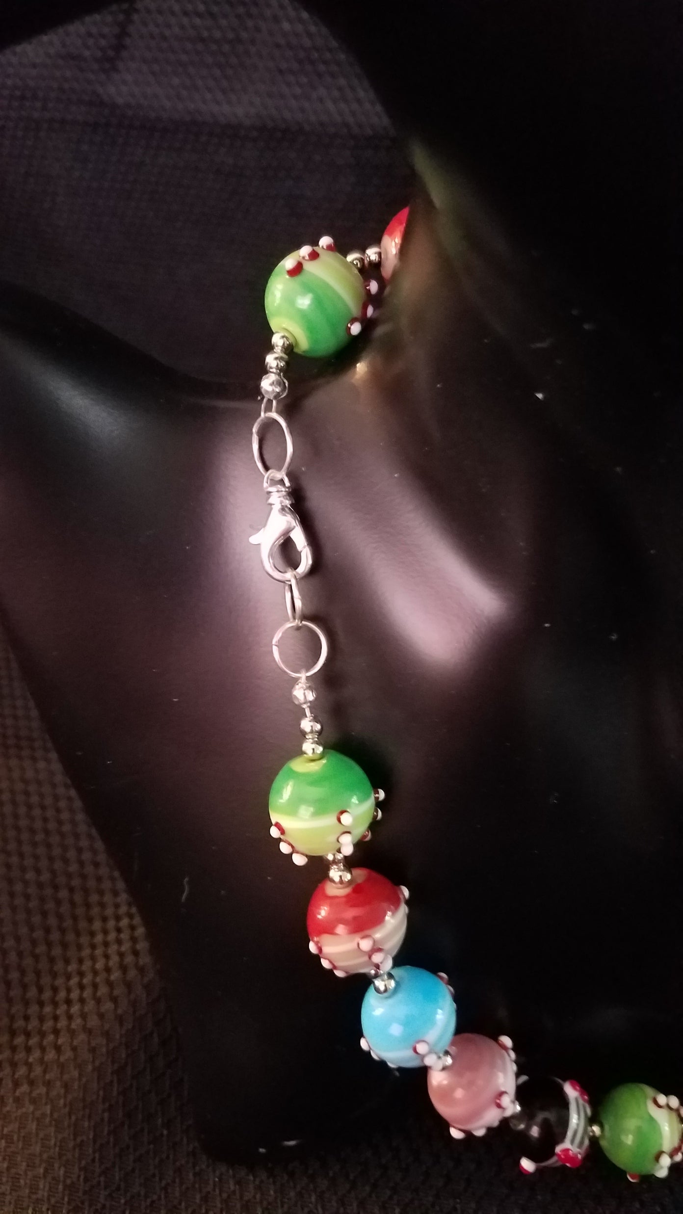 Large glass bead necklace and earring set