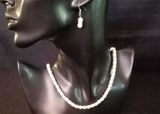 Pearl necklace and earring set