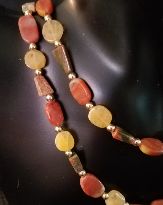 Various colored agate stone necklace and earring set