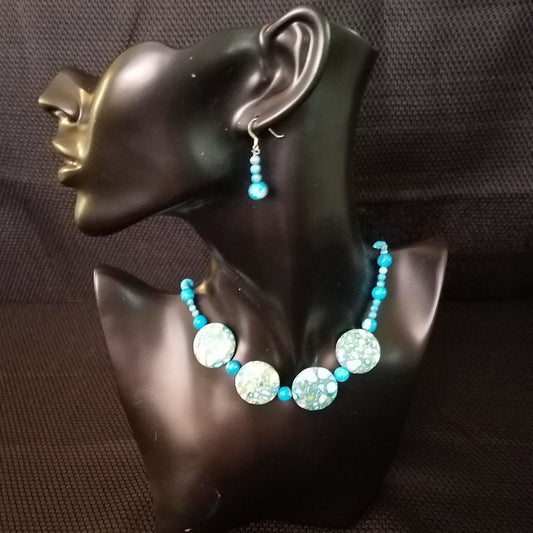 Blue stone necklace and earring set