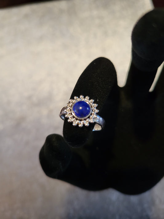 Sterling silver ring with lapis stone, size 7