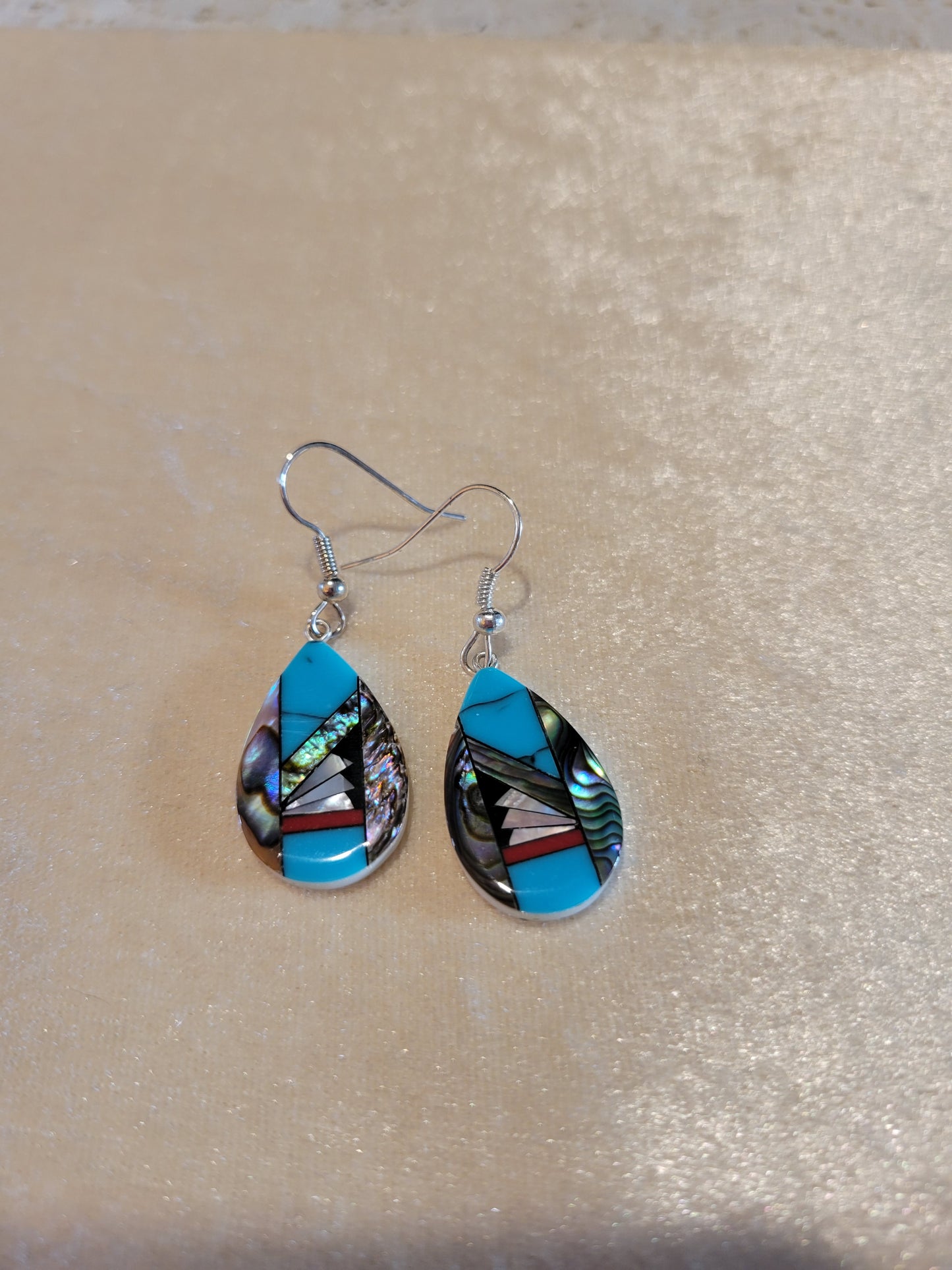 Indian design earrings with turquoise blue for pierced ears.