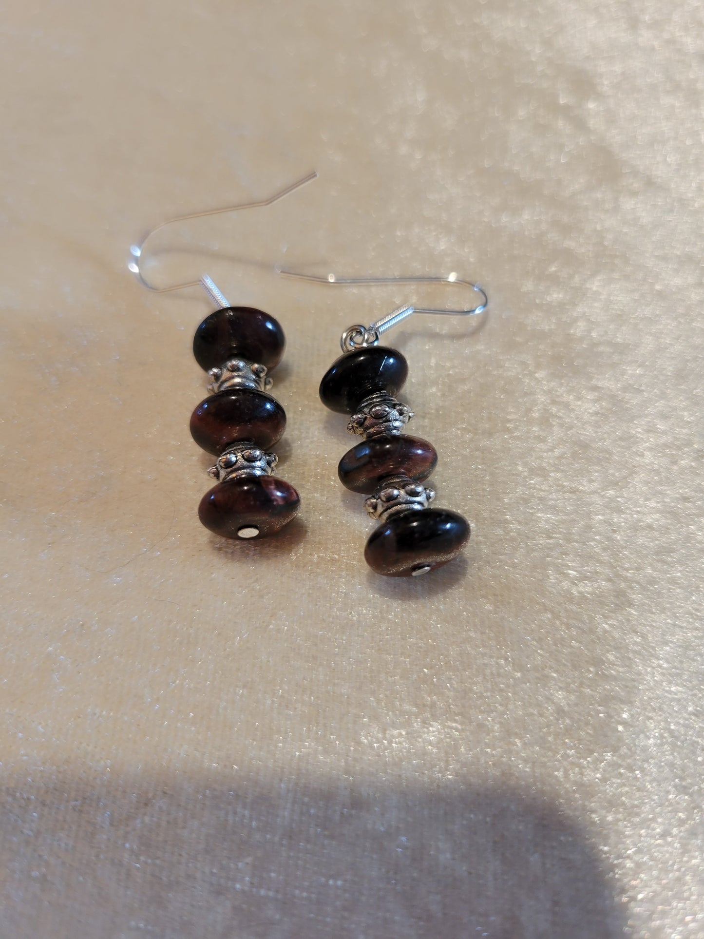 Red tigers-eye pierced earrings