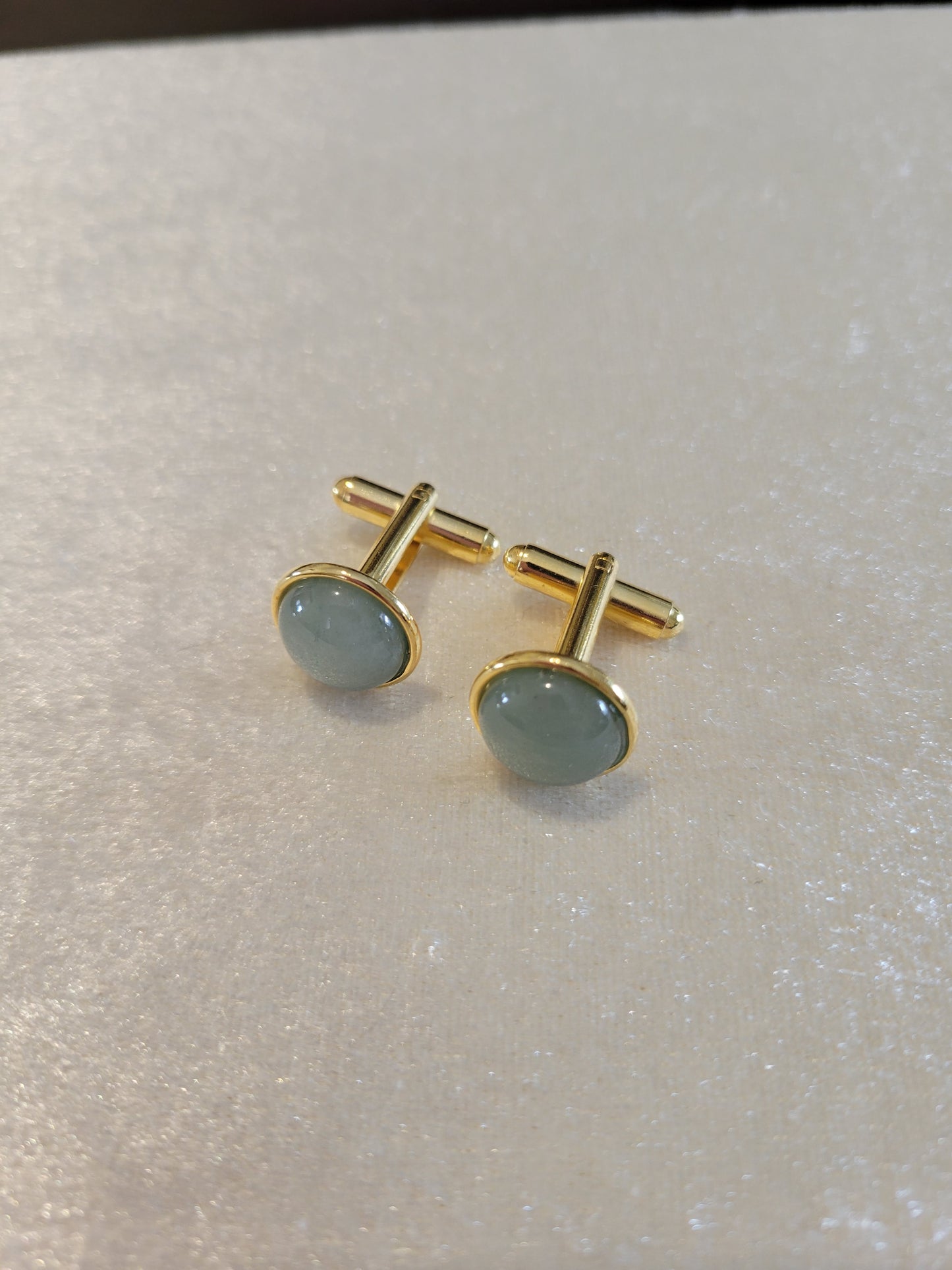 Cufflinks gold tone with aventurine stone