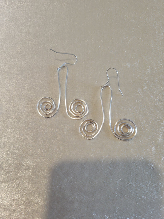 Silver colored wire wacky earrings